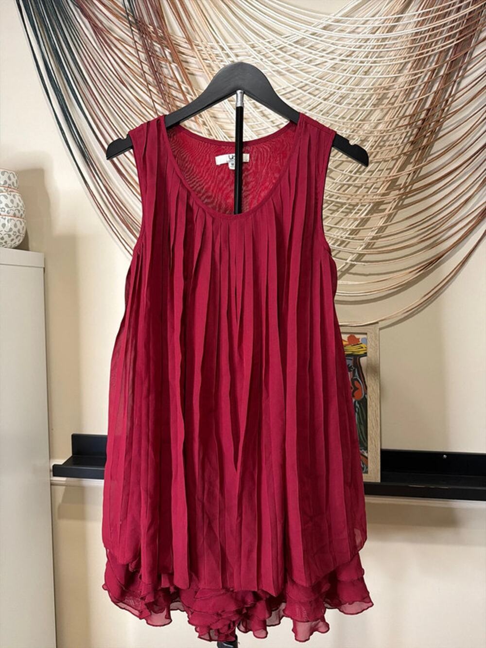 Yalo LA burgundy, pleated and ruffle dress unique M 3259